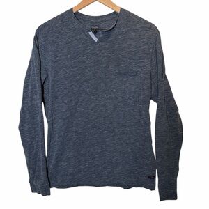 Good Man Brand Men’s Split Neck Long Sleeve Shirt Blue Heathered Blue